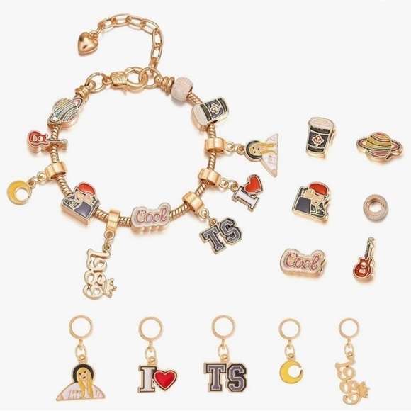 COPY - TAYLOR SWIFT Inspired Eras Tour 11 Charm Gold tone Multicolored Bracelet - Picture 6 of 6